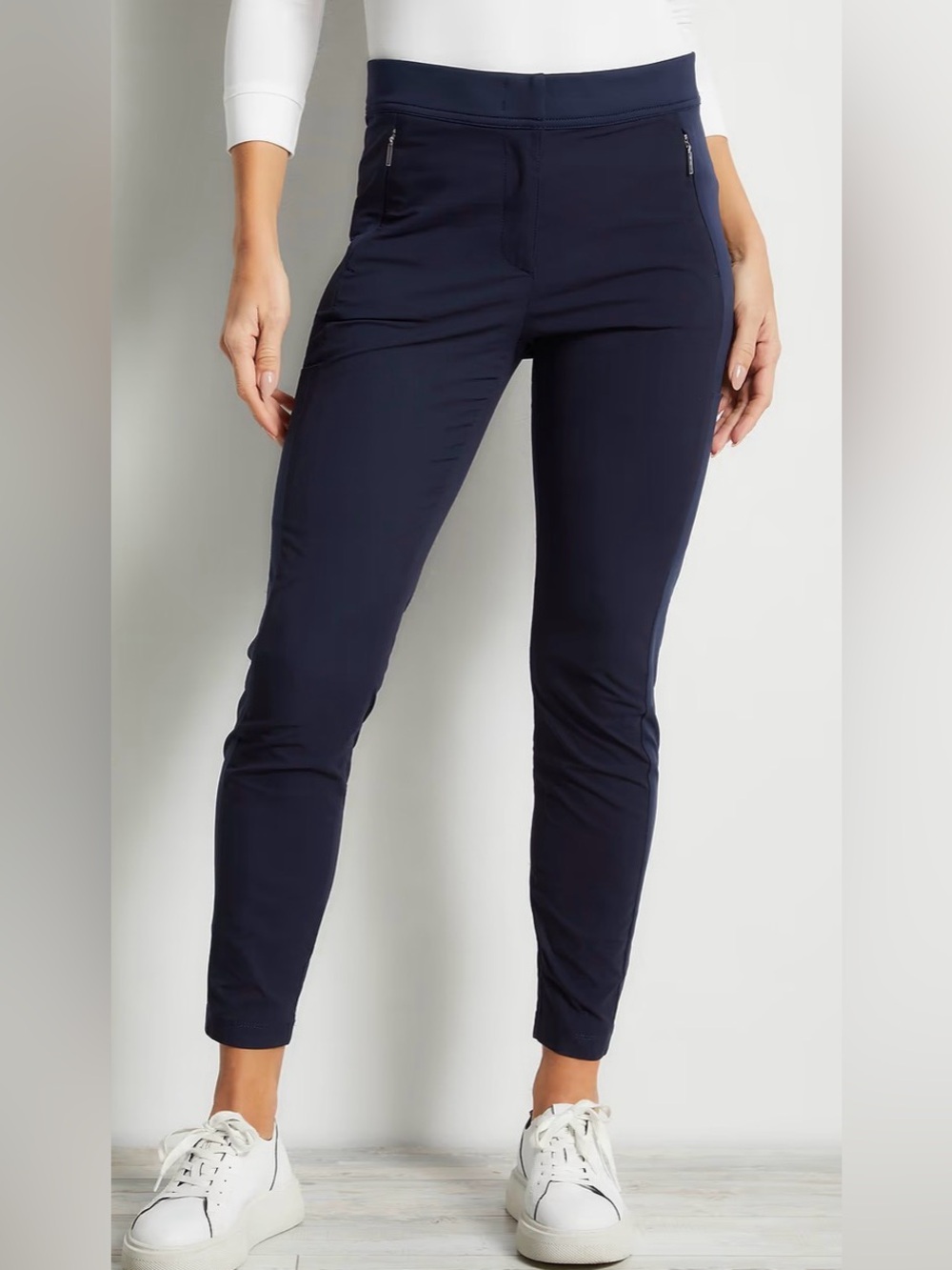Anatomie Black Ipant Hybrid Zip Front Slim Fit Pant - Sz Small